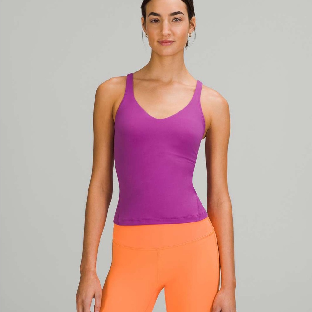Purple Tank Top and Orange Leggings